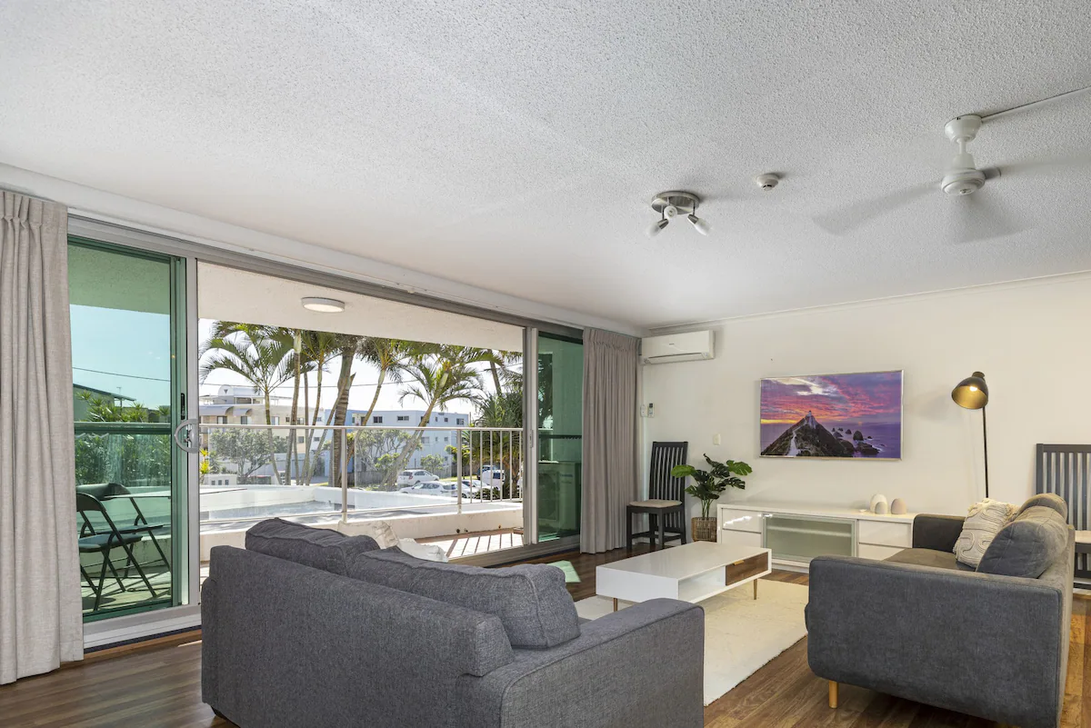 Bright living room at Rosaire @ Cotton Tree holiday apartment, Cotton Tree